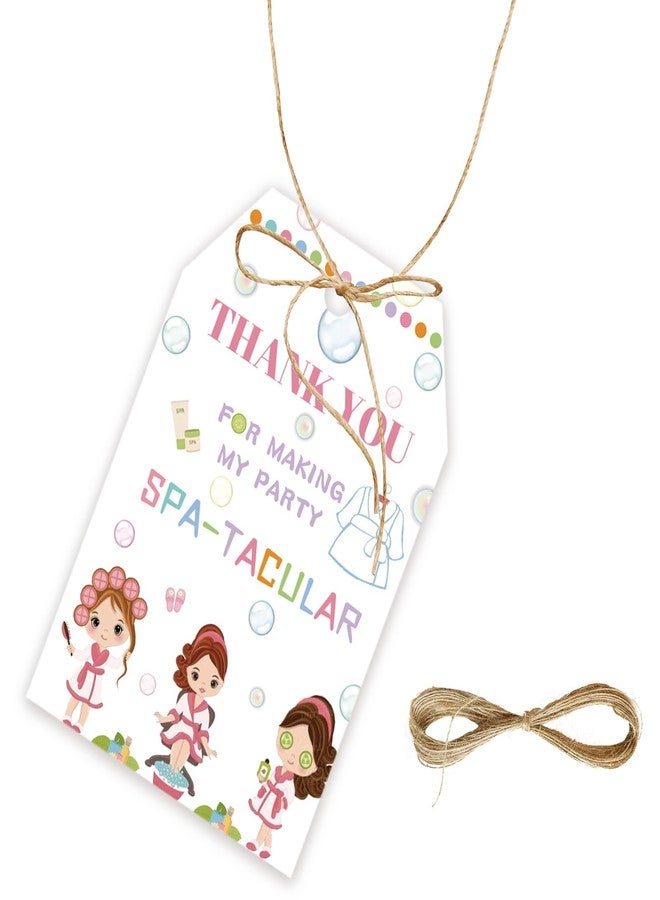 FORSHEEP 50pcs Spa Thank You Tags, Spa Day Gift Tag with String for Girl Makeup Party, Spa Thank You Paper Tags for Pajama/Pamper Birthday Party Favors - Image 1